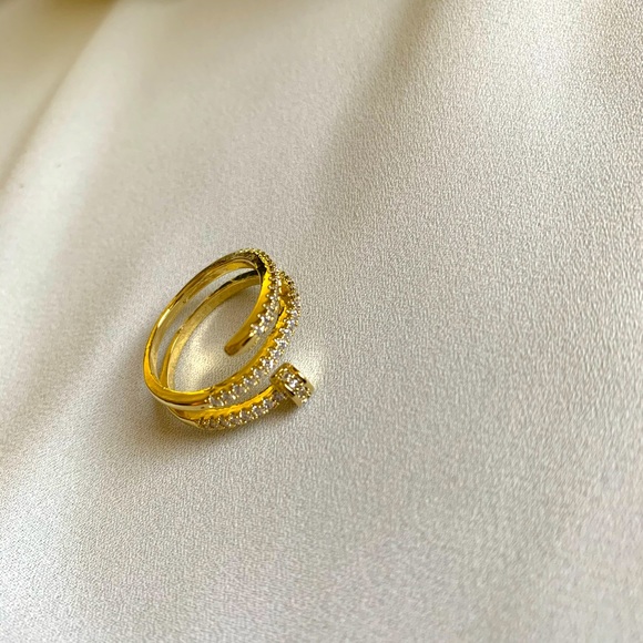 [🍍2 for $22] Statement Gold Pave Screwdriver Ring - Picture 3 of 5